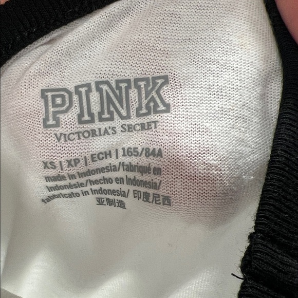 PINK Victoria's Secret White Tank Top with Black Accents - Picture 2 of 6